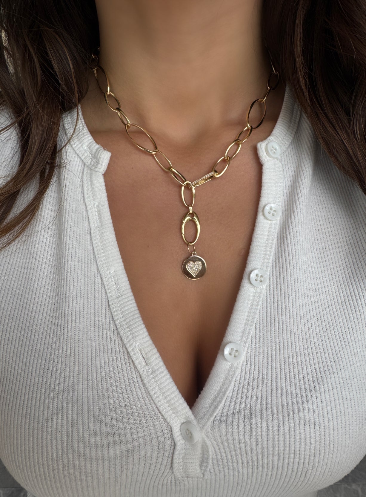 PAVÉ DIAMOND HEART DISC CHARM