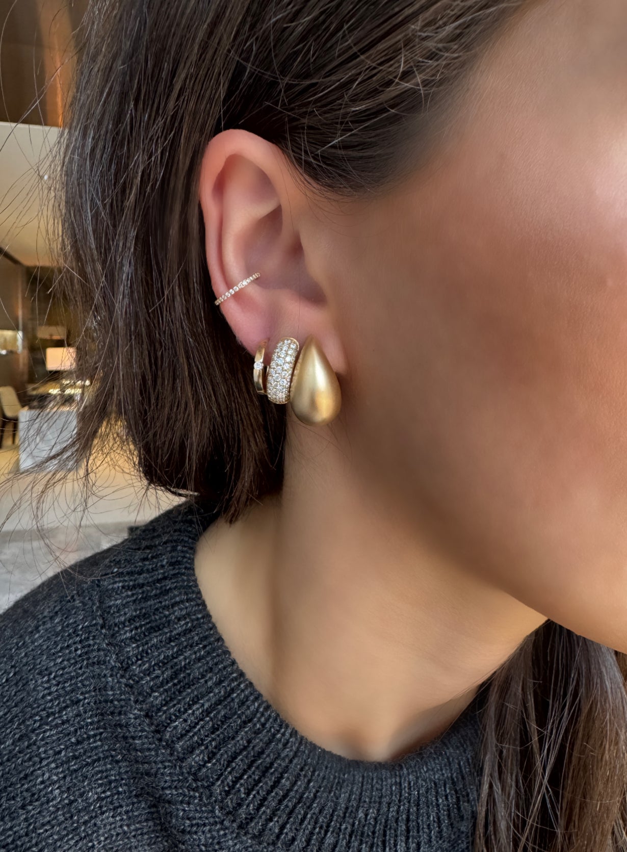 DIAMOND ACCENT GOLD HOOPS