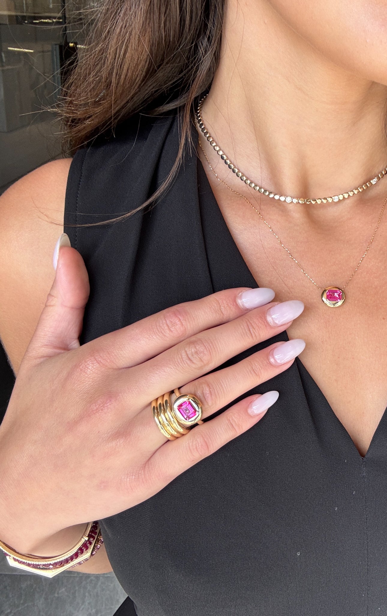 Pink Tourmaline Bubble Ring