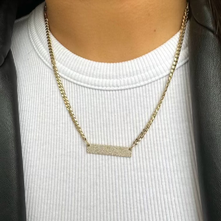 DIAMOND BAR LINK NECKLACE