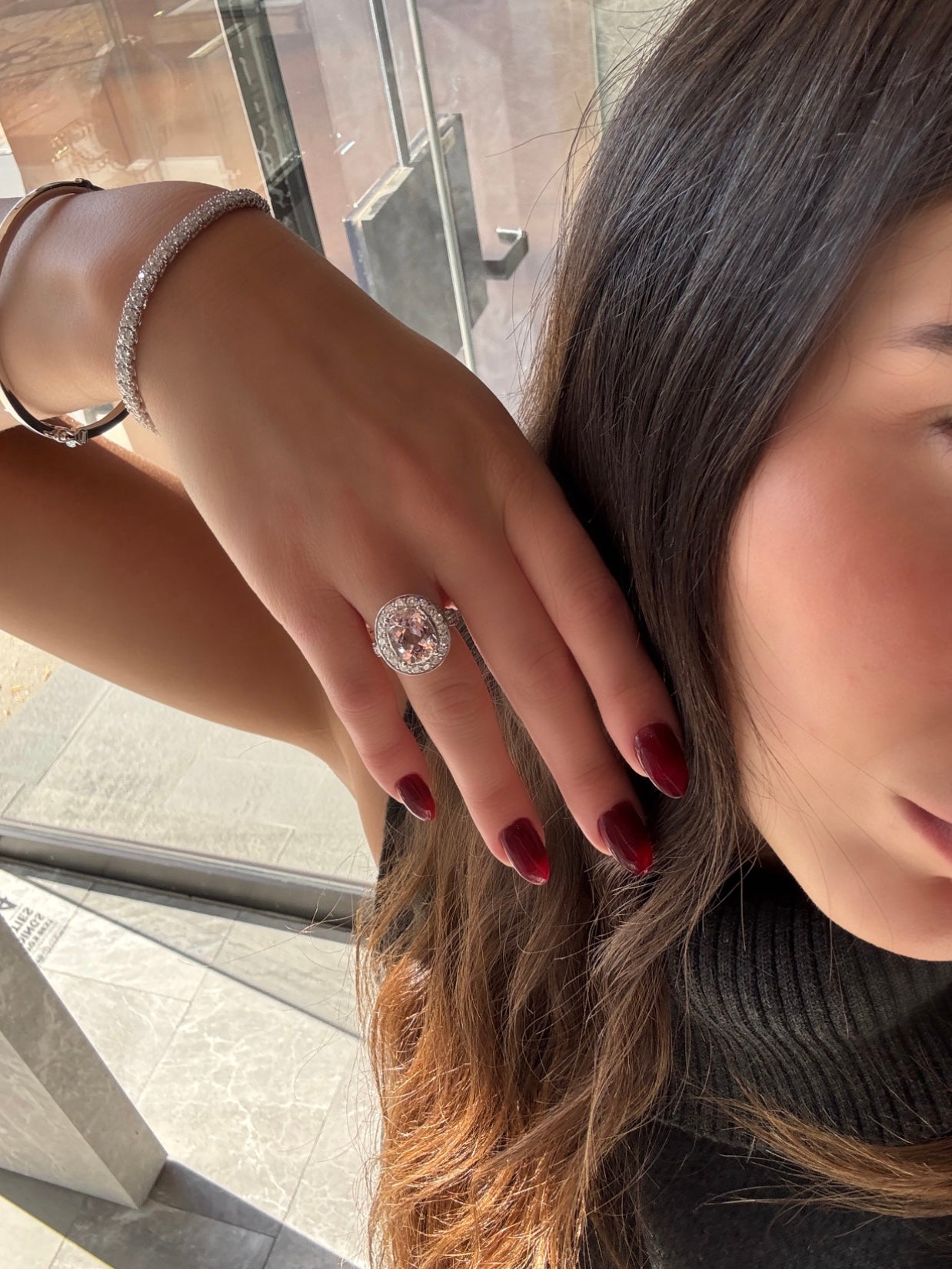 MORGANITE & DIAMOND STATEMENT RING