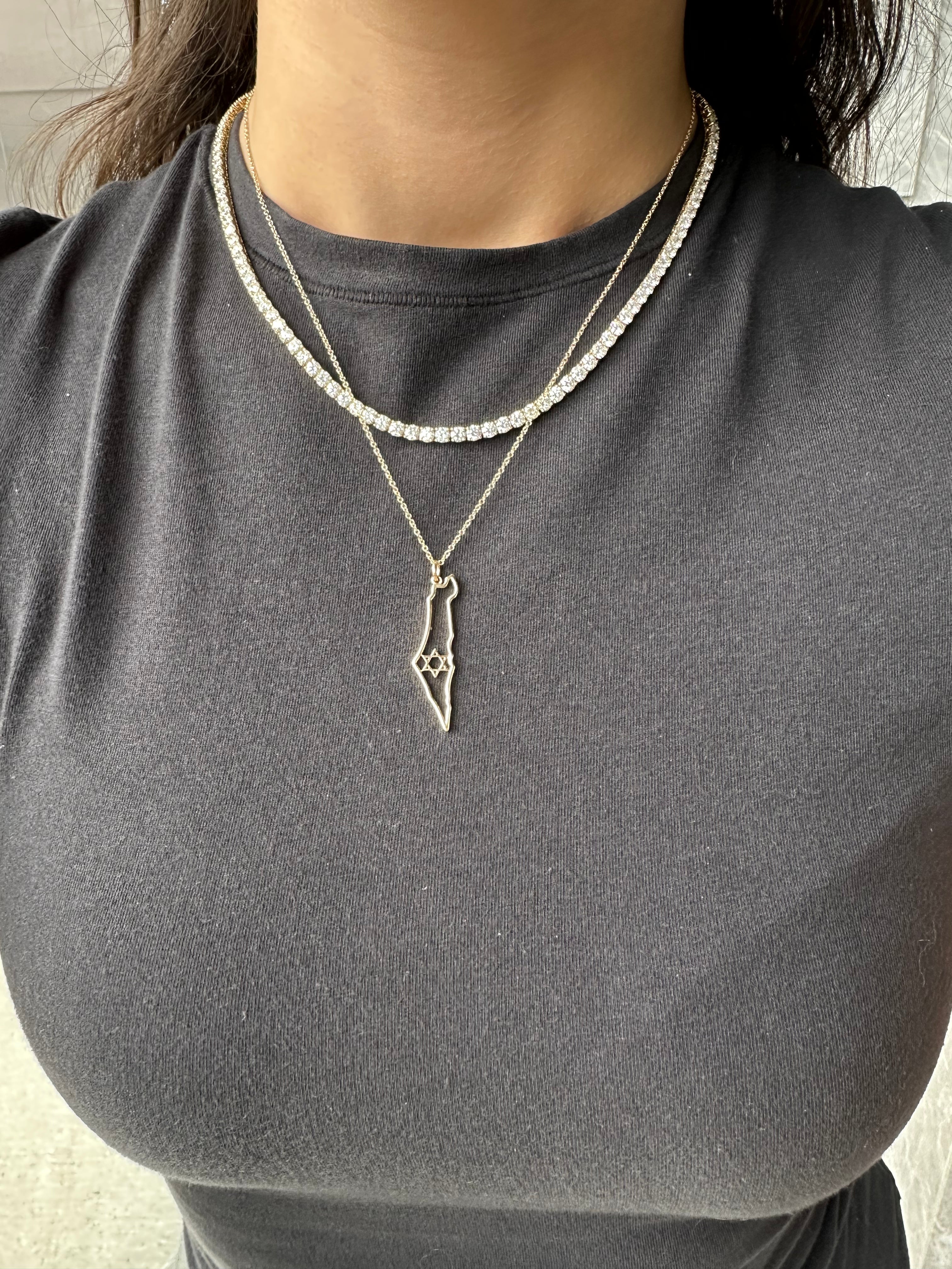 Star of David Map of Israel Necklace