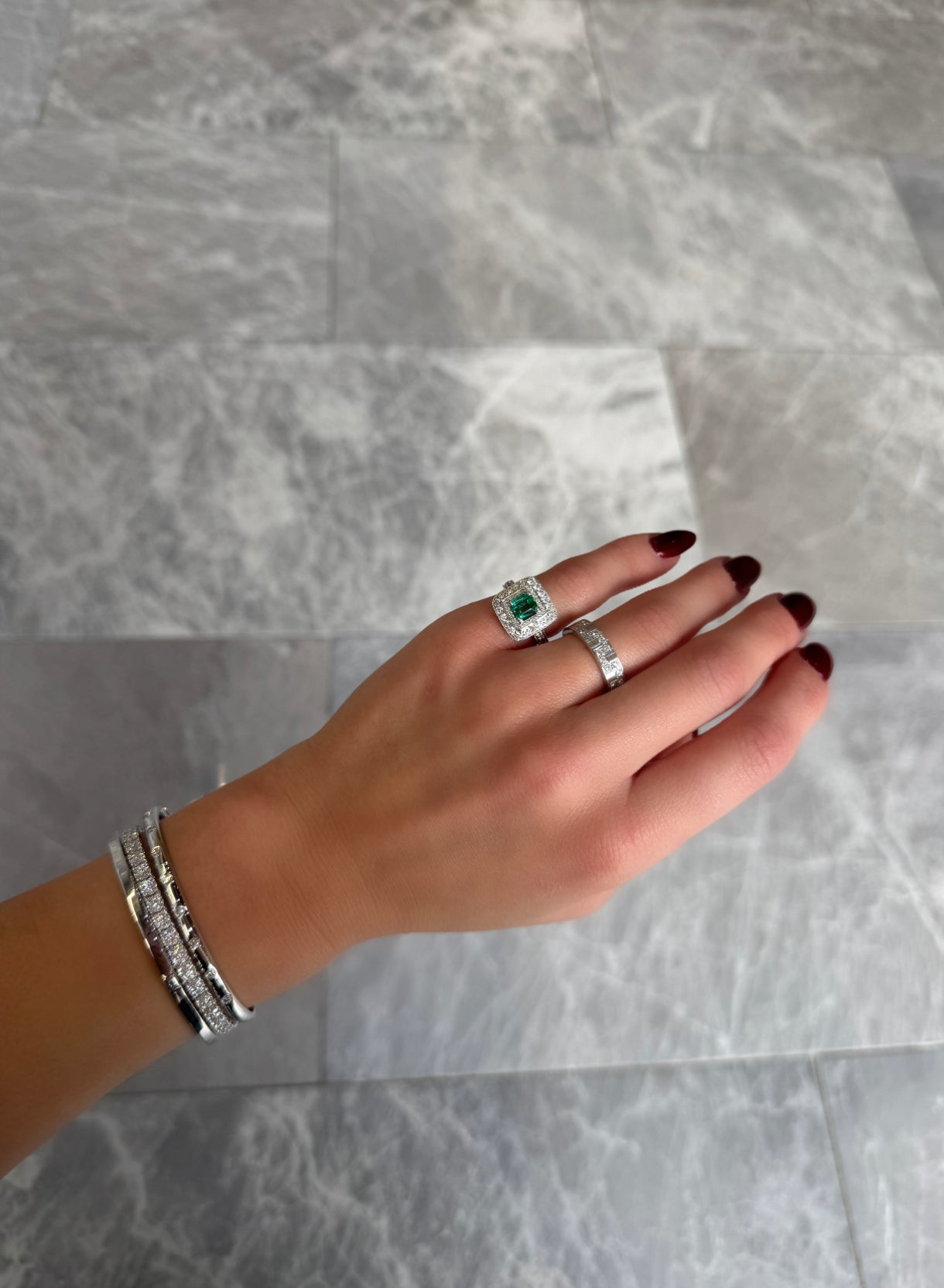 EMERALD & DIAMOND PAVÉ ETERNITY RING