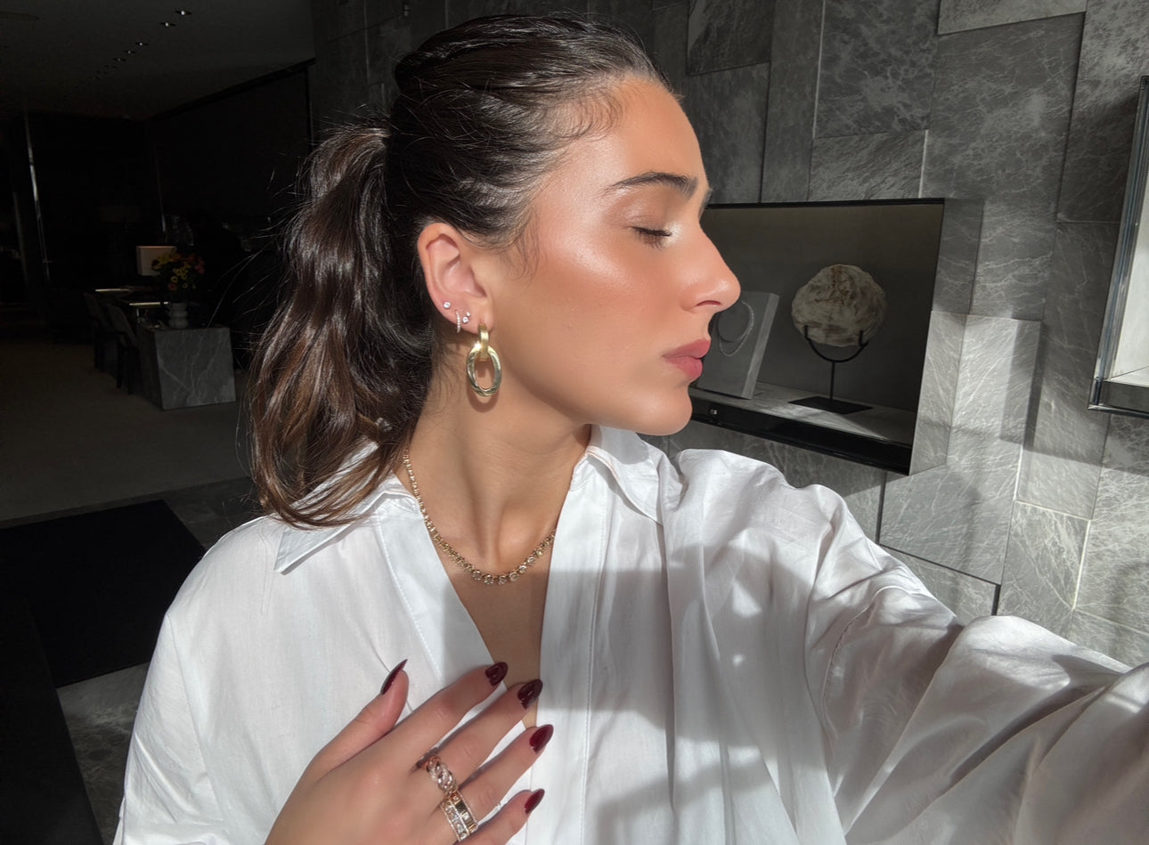 OVAL LINK DROP EARRINGS