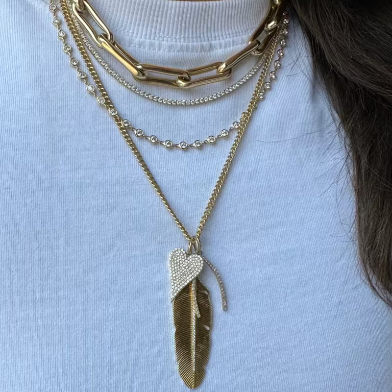 DIAMOND FEATHER CHARM