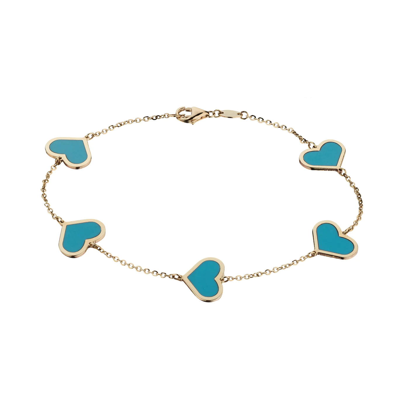 COLOURED HEART & CHAIN BRACELET