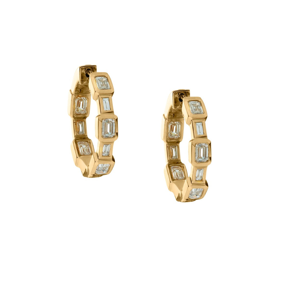 BEZEL SET DIAMOND HOOP EARRINGS