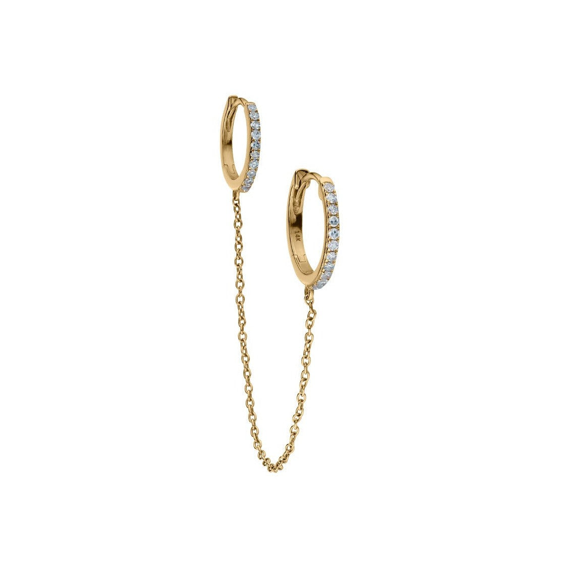 DOUBLE HUGGIE CHAIN SINGLE EARRING