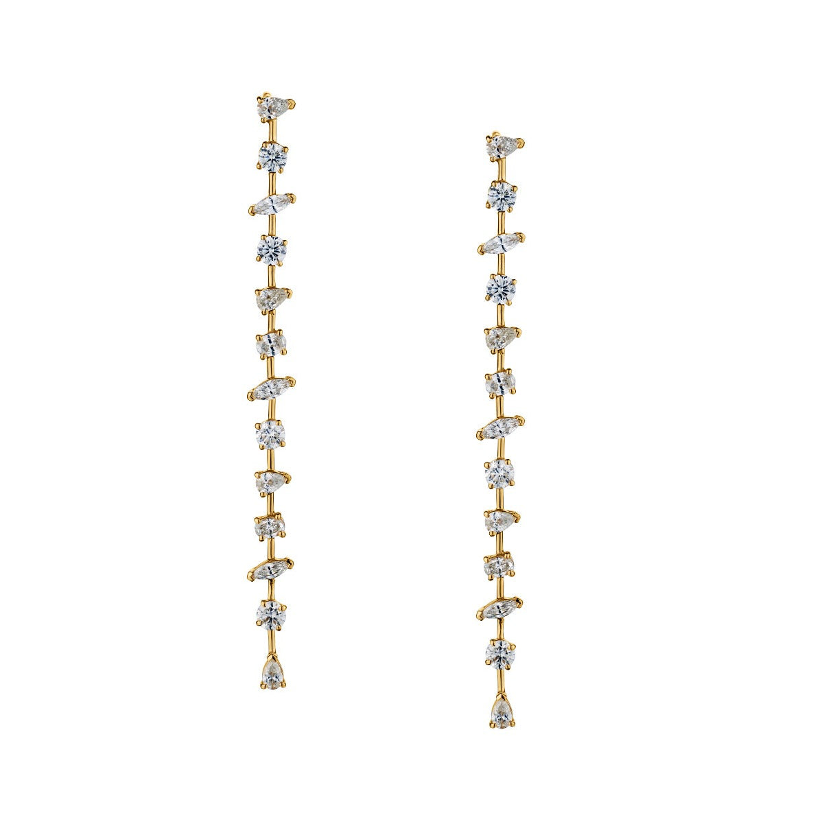 MULTI-SHAPED DIAMOND DROP EARRINGS