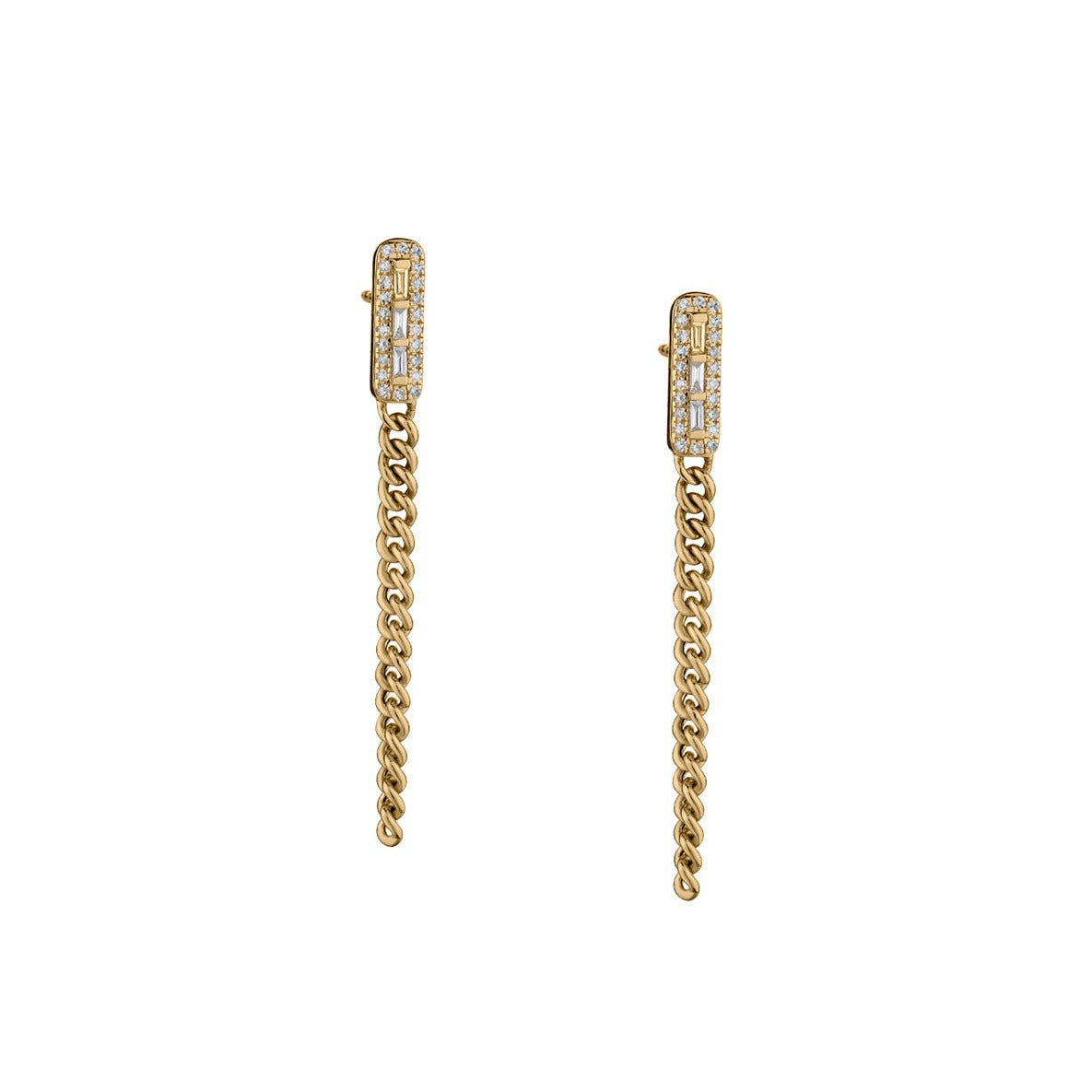 DIAMOND DROP CHAIN EARRINGS