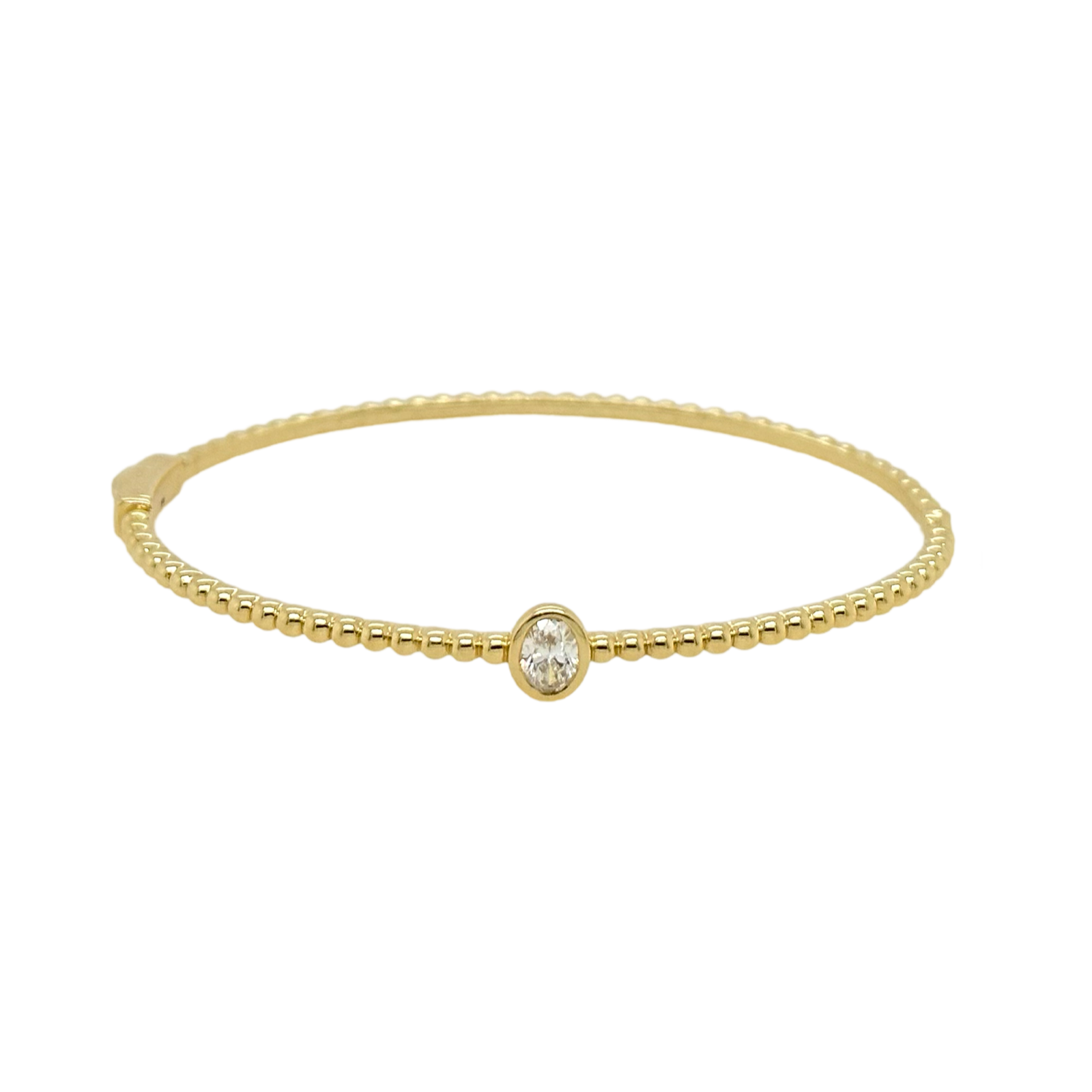 OVAL DIAMOND BEZEL BALL BANGLE