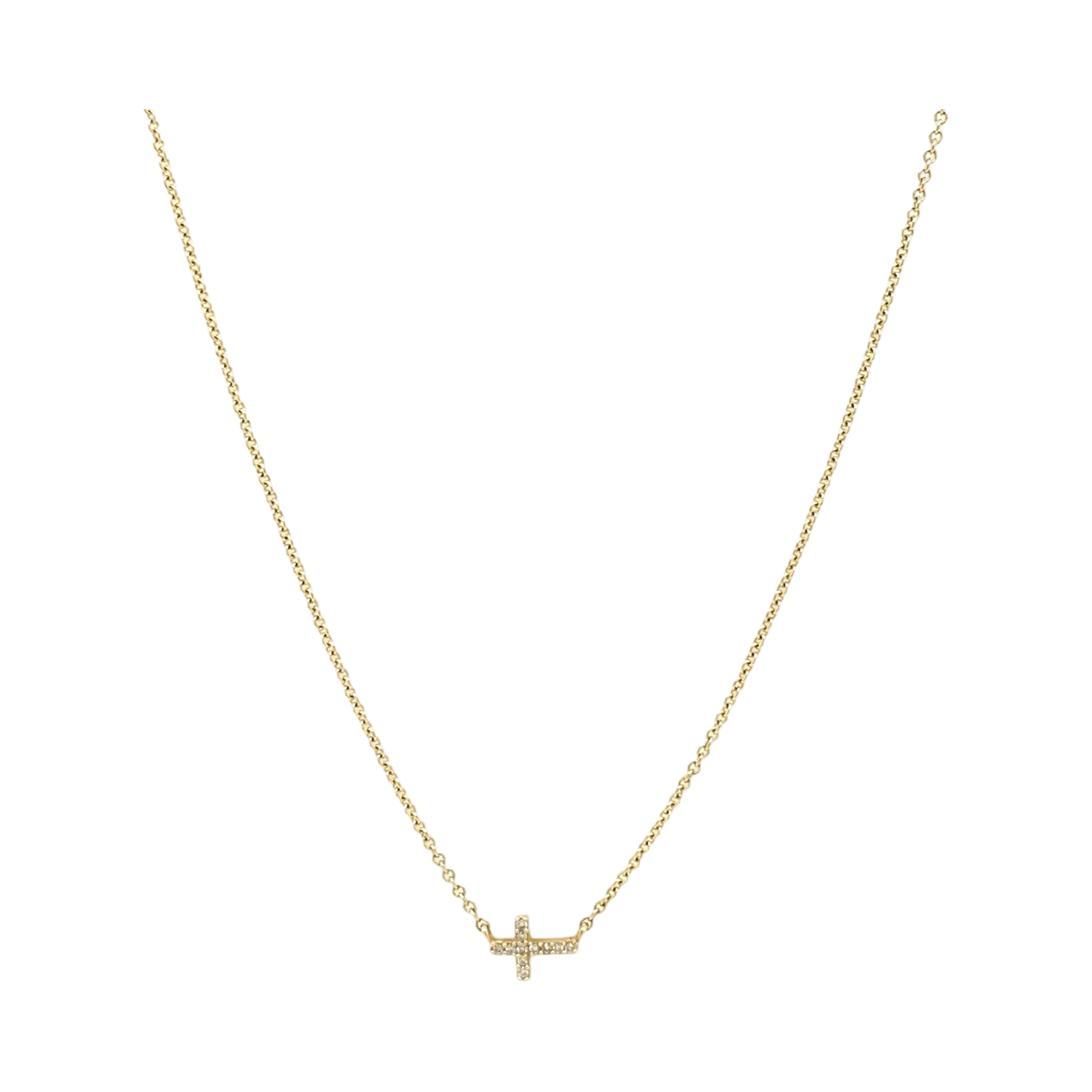 SIDEWAYS DIAMOND CROSS NECKLACE