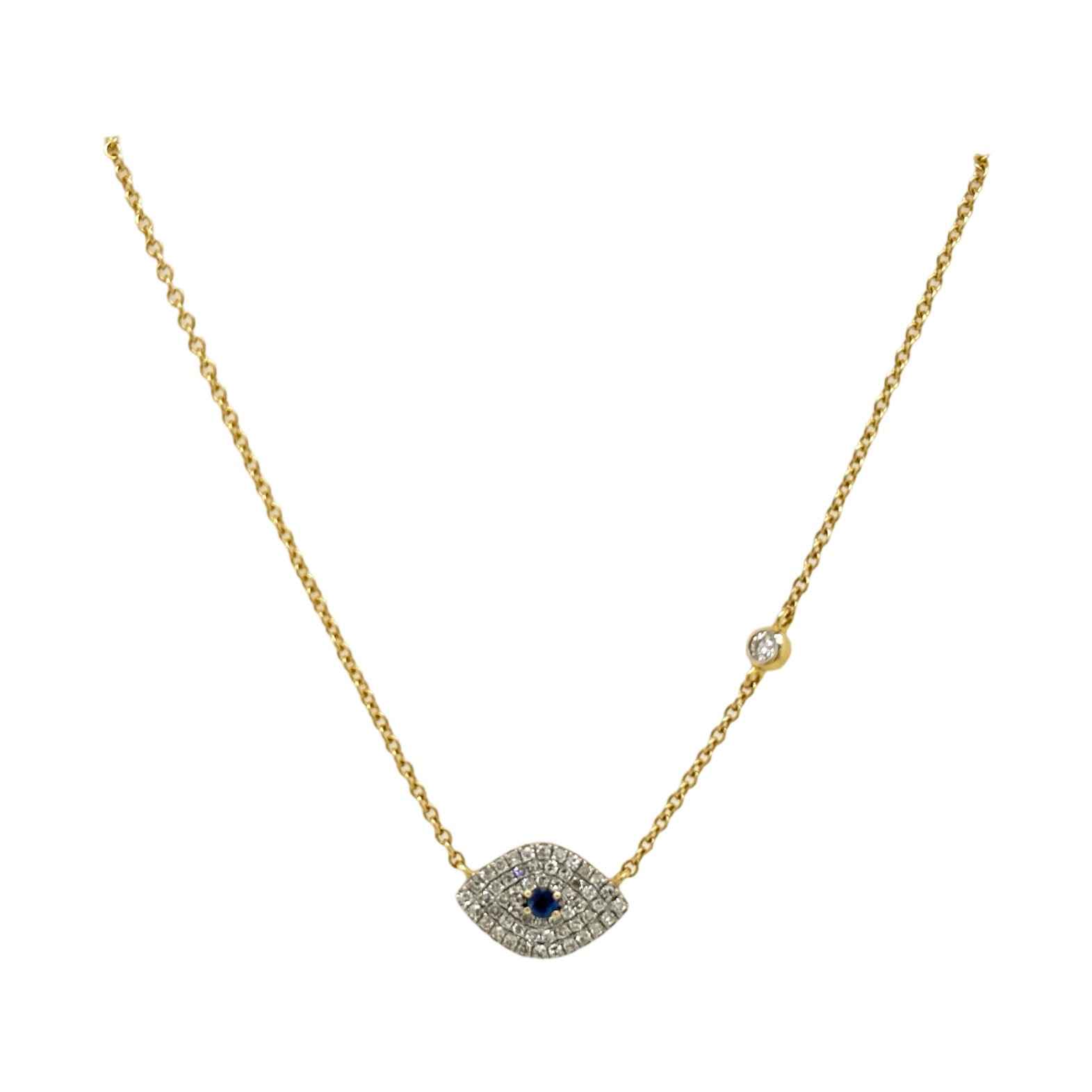 BLUE SAPPHIRE & DIAMOND EVIL EYE NECKLACE