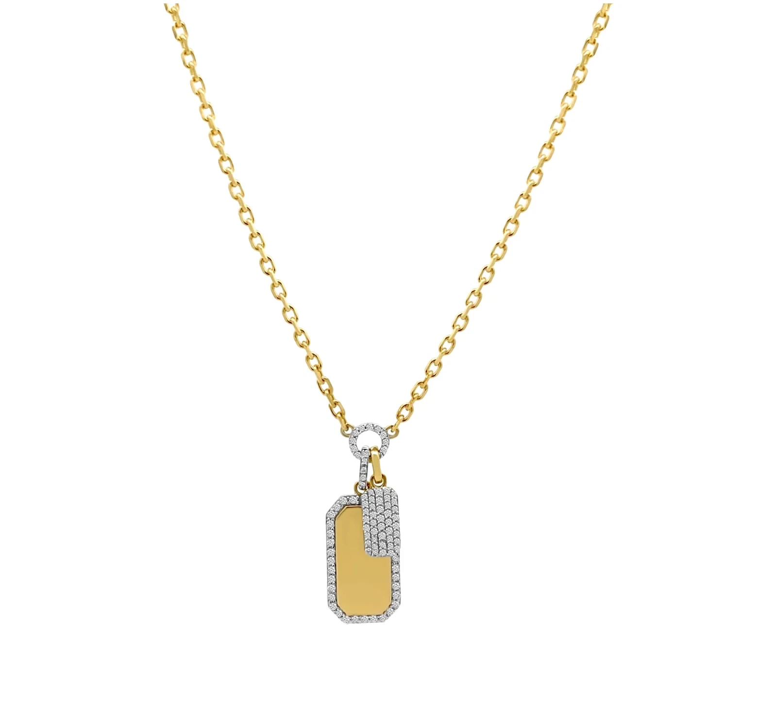 DOUBLE DIAMOND TAG NECKLACE