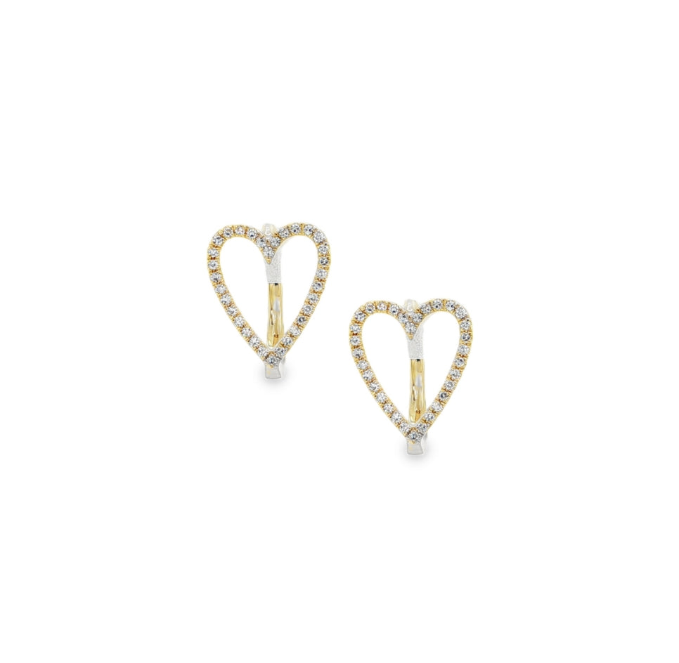 Diamond Heart Hoop Earrings