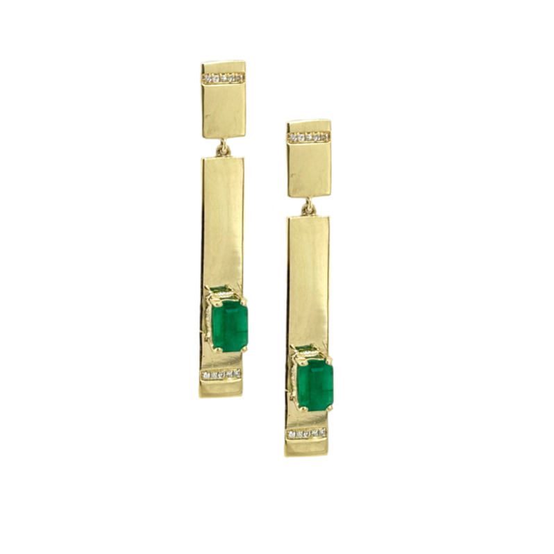 DROP GREEN EMERALD EARRINGS