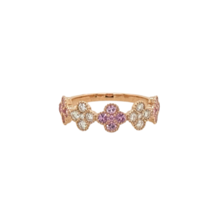 PINK SAPPHIRE & DIAMOND CLOVER RING