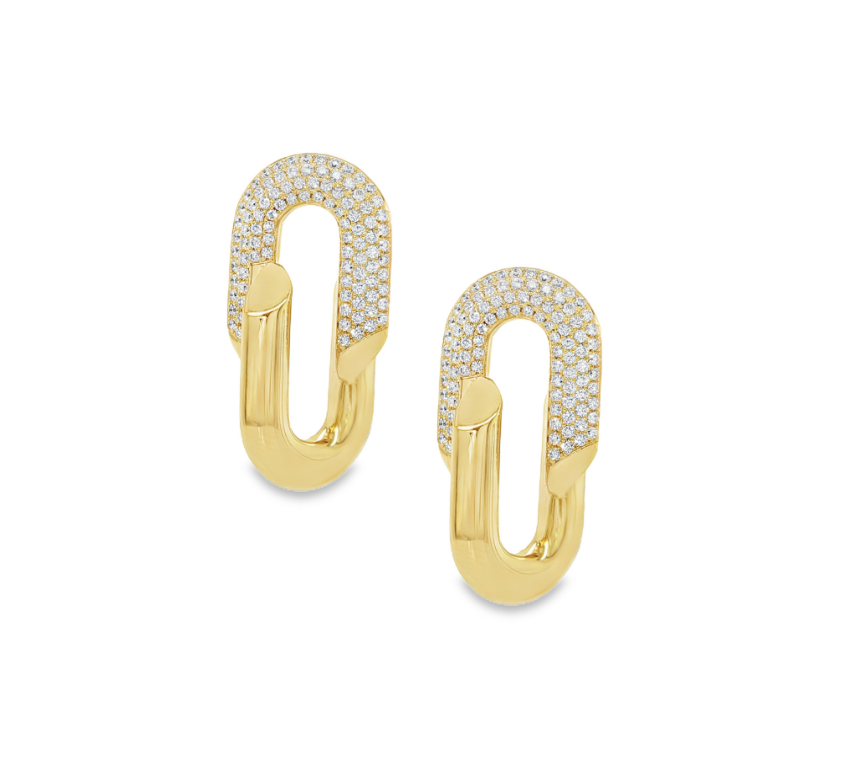Oval Shaped Diamond Drop Stud Earrings