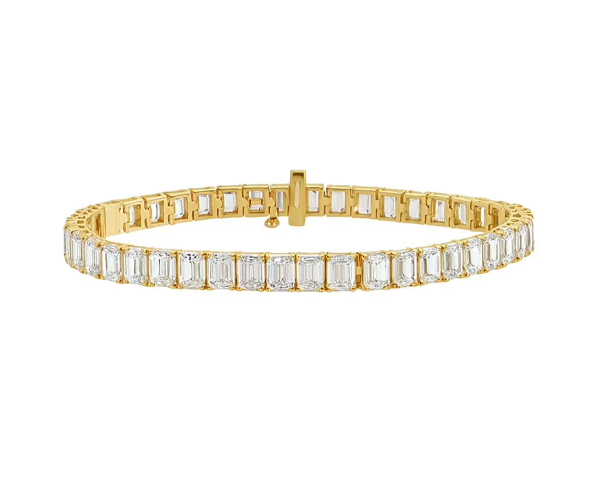 LAB EMERALD CUT DIAMOND TENNIS BRACELET