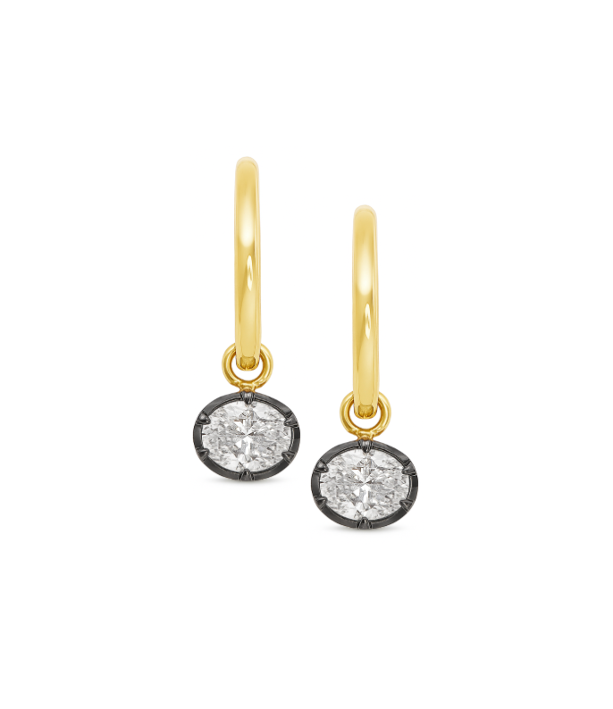 LAB OVAL CUT DIAMOND DROP EARRINGS