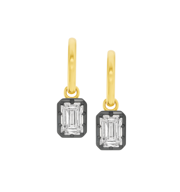LAB EMERALD CUT DROP EARRINGS