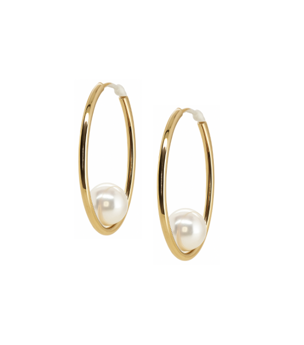 PEARL DROP GOLD HOOPS