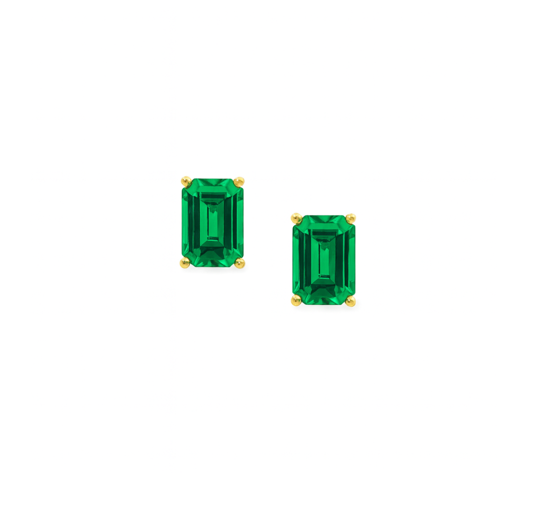 LAB EMERALD STUDS