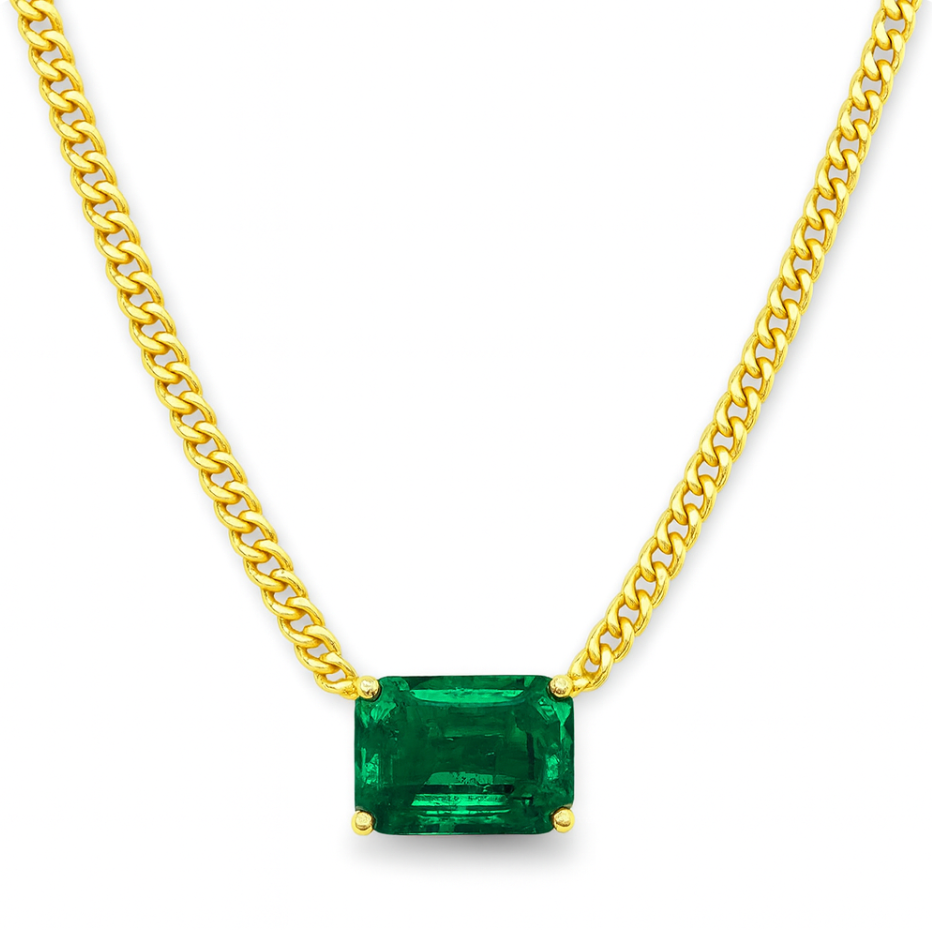 LAB EMERALD SOLITAIRE NECKLACE