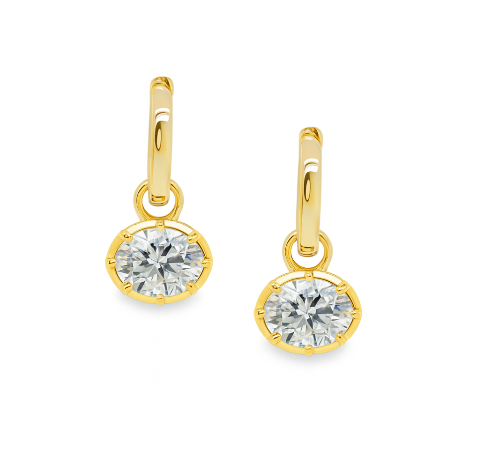 LAB OVAL CUT DIAMOND DROP EARRINGS
