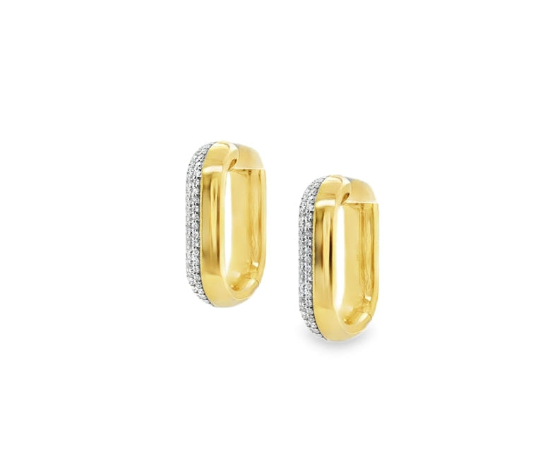 DIAMOND & GOLD RECTANGULAR HOOPS