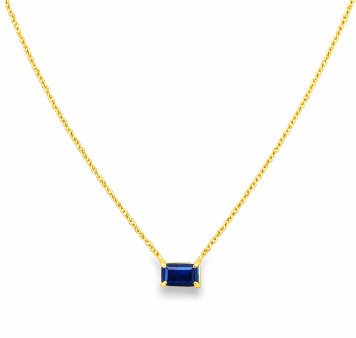 LAB BLUE SAPPHIRE SOLITAIRE NECKLACE