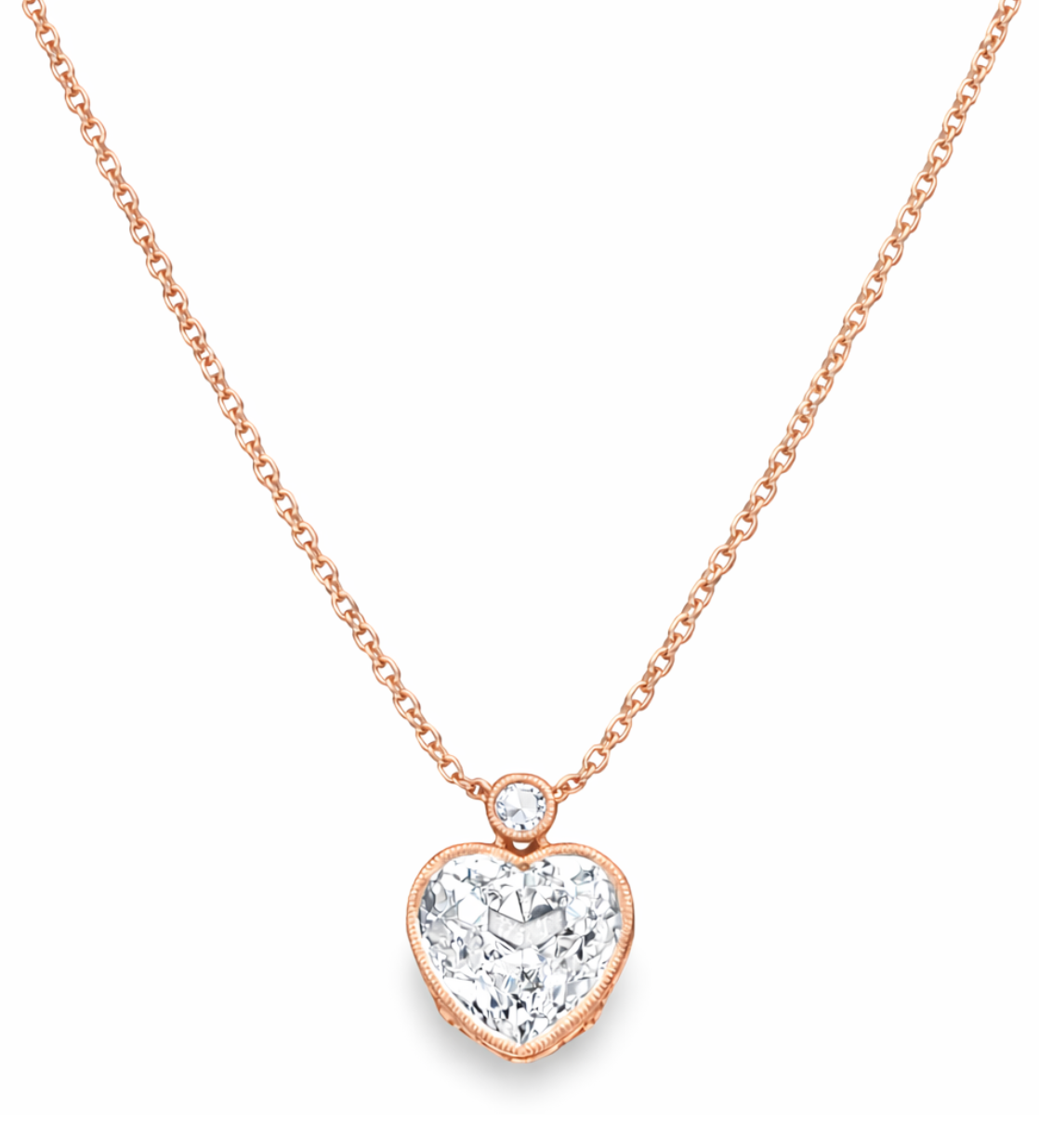 WHITE TOPAZ & DIAMOND HEART NECKLACE