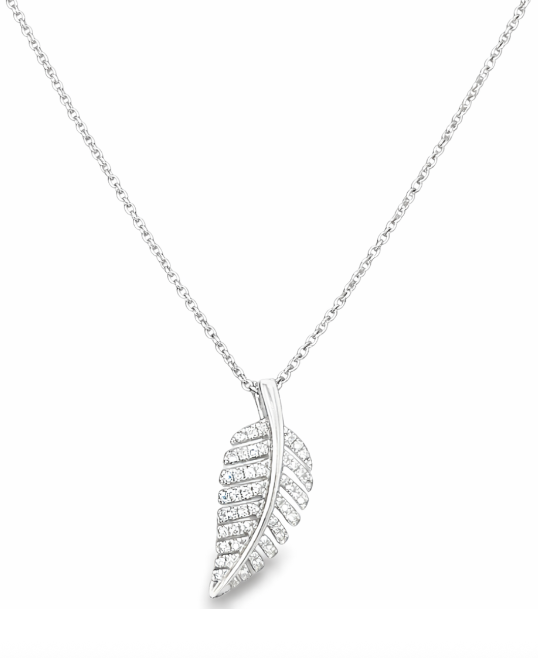 DIAMOND LEAF CHARM NECKLACE