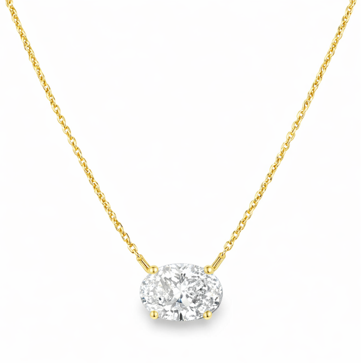 LAB OVAL DIAMOND SOLITAIRE NECKLACE