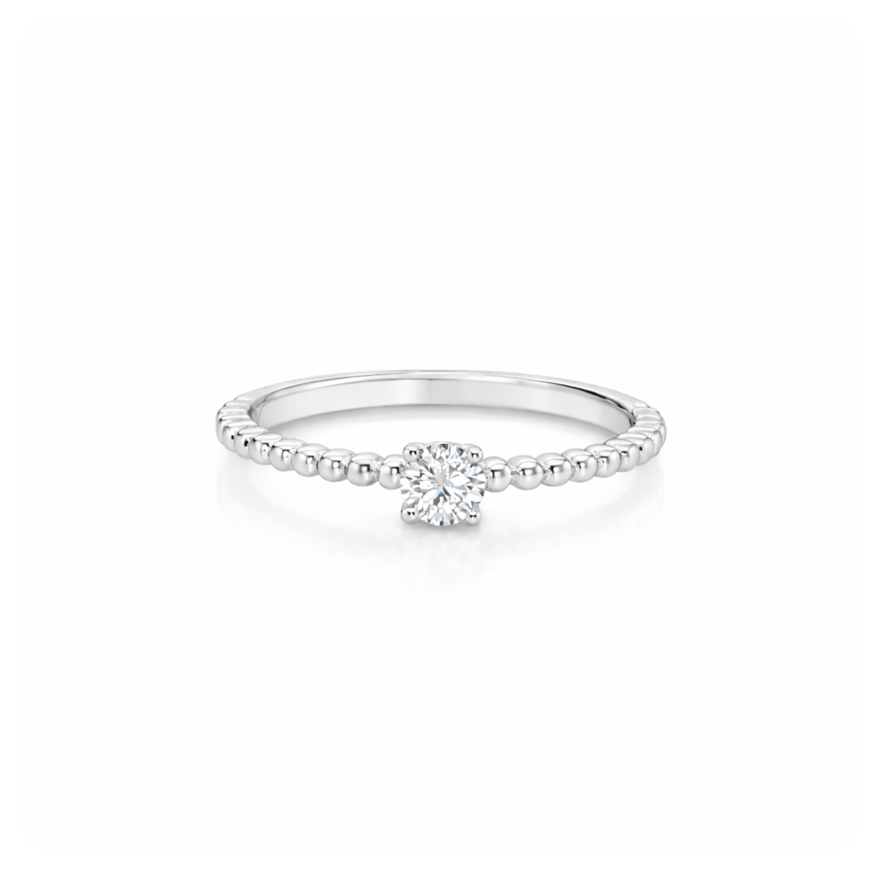 BEADED DIAMOND SOLITAIRE RING