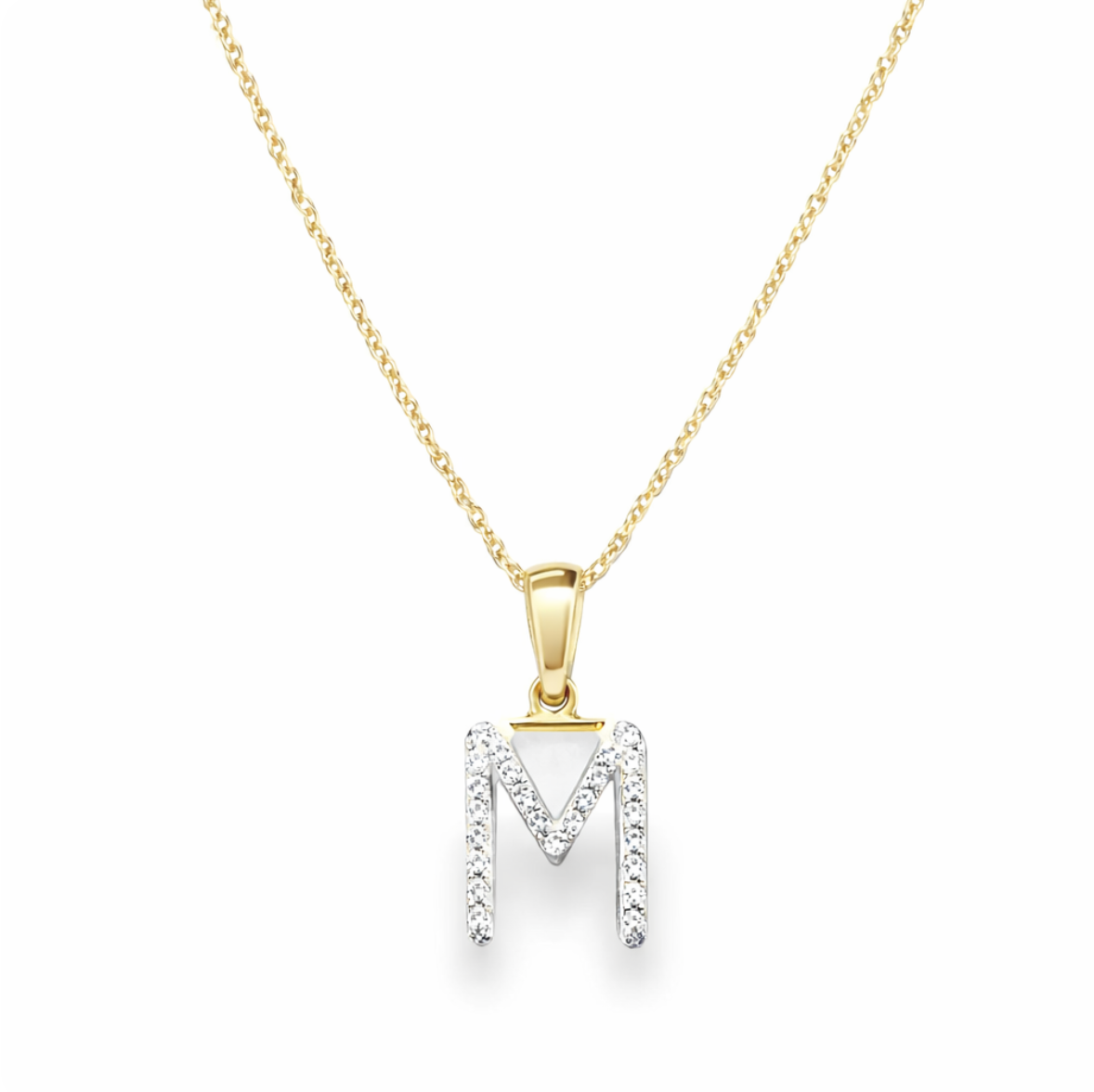 DIAMOND "M" INITIAL NECKLACE