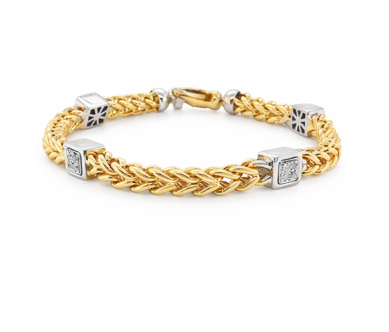 TWO TONED DIAMOND CHAIN LINK BRACELET