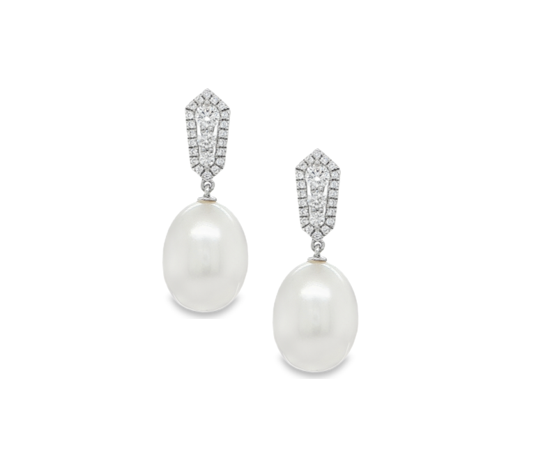 DIAMOND & PEARL DROP EARRINGS