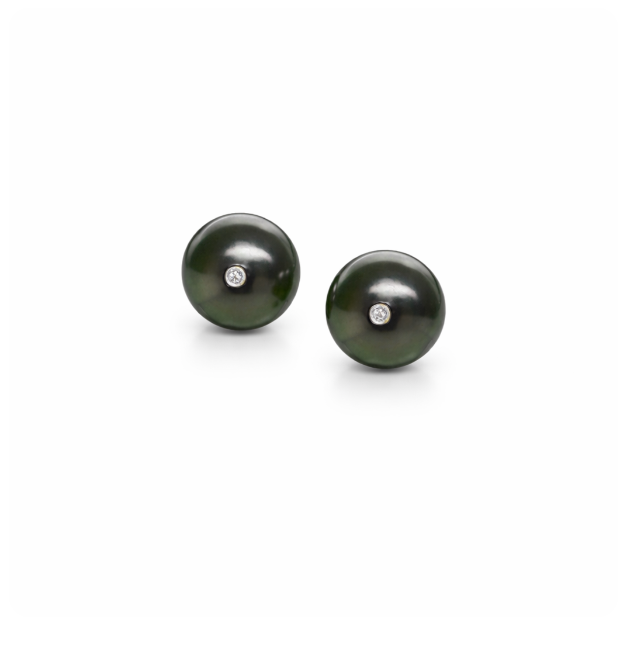 BLACK PEARL & DIAMOND STUDS