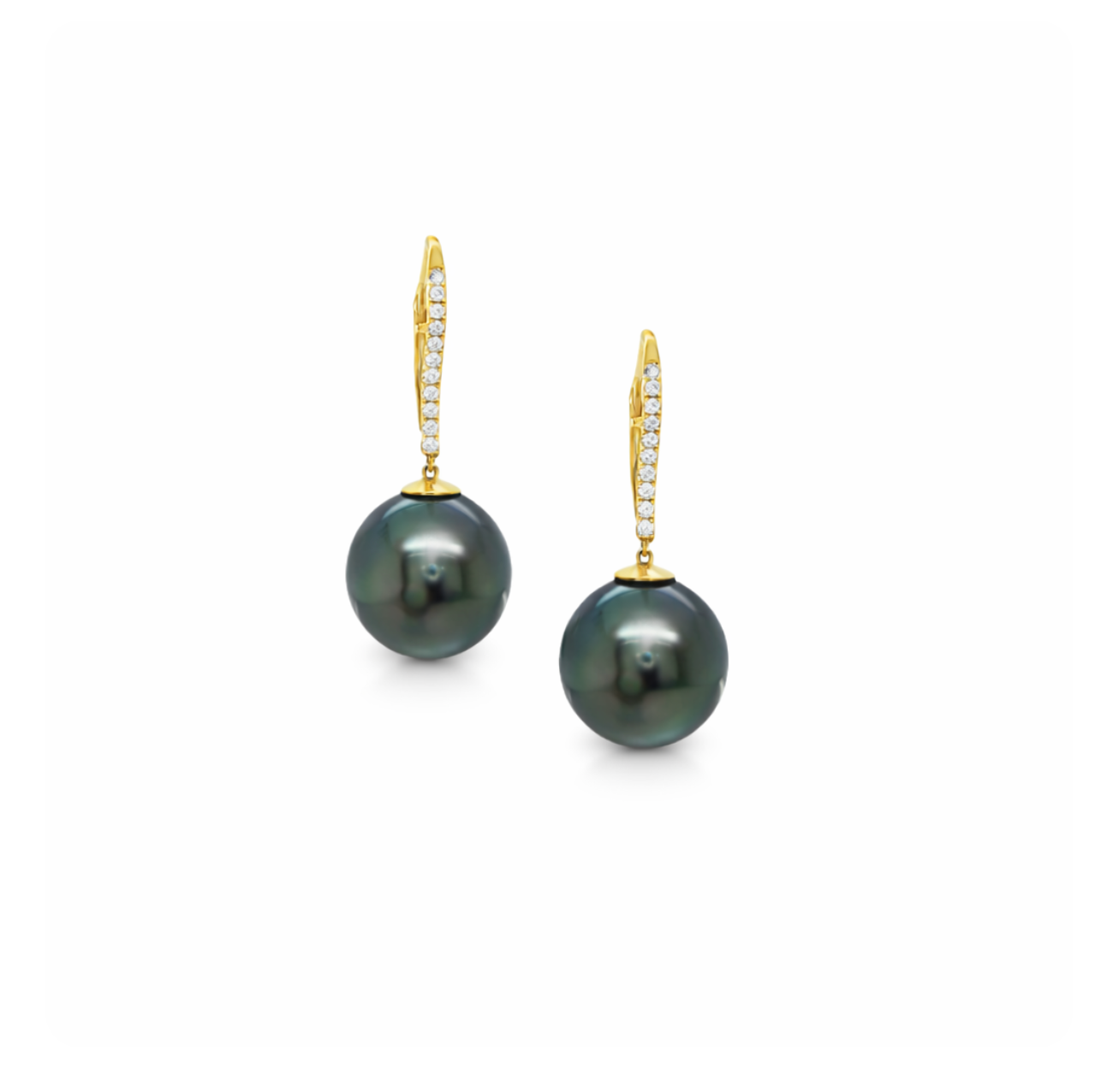 BLACK PEARL & DIAMOND DROP EARRINGS