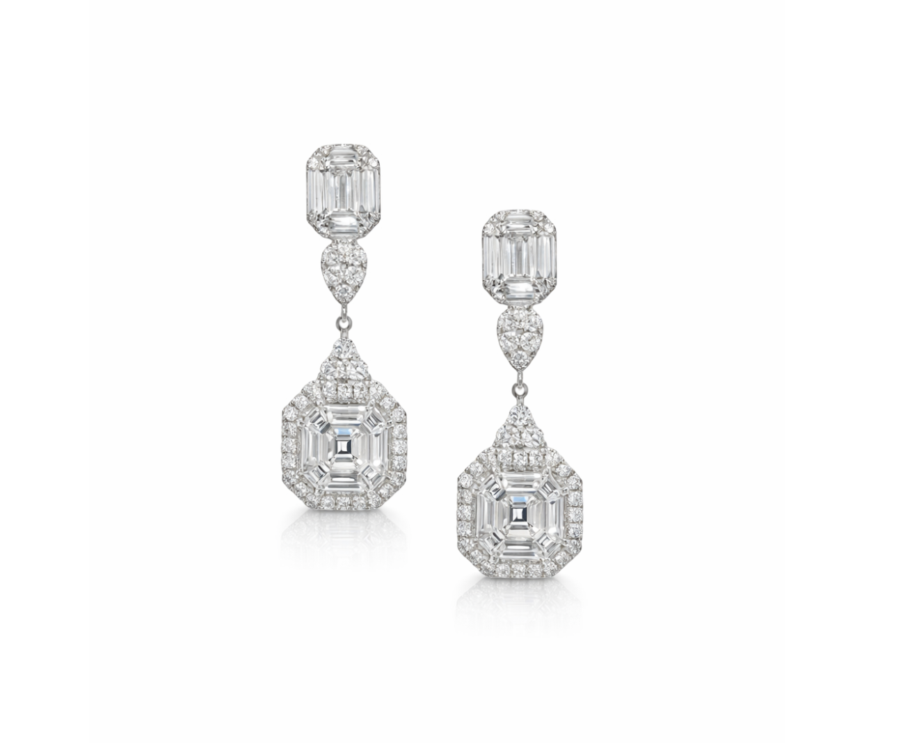 CLASSIC MULTI STONE DIAMOND DROP EARRINGS