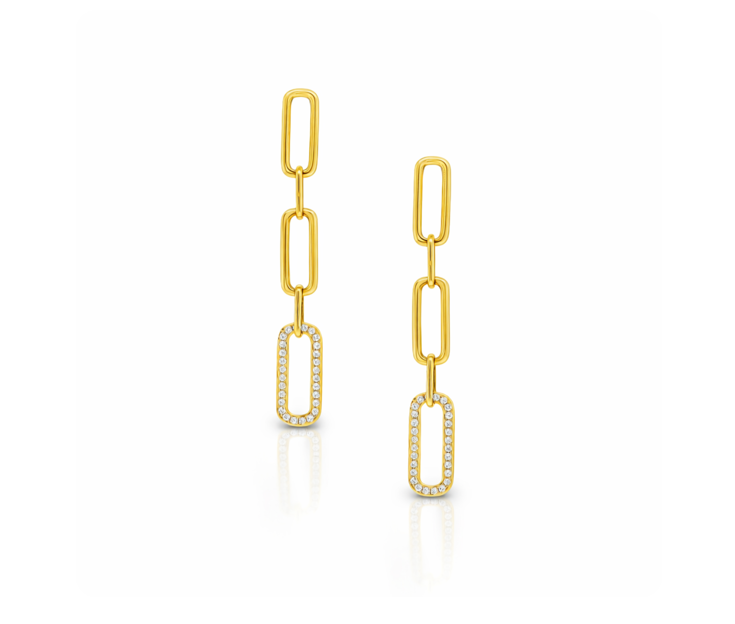 DIAMOND OVAL LINK DROP EARRINGS