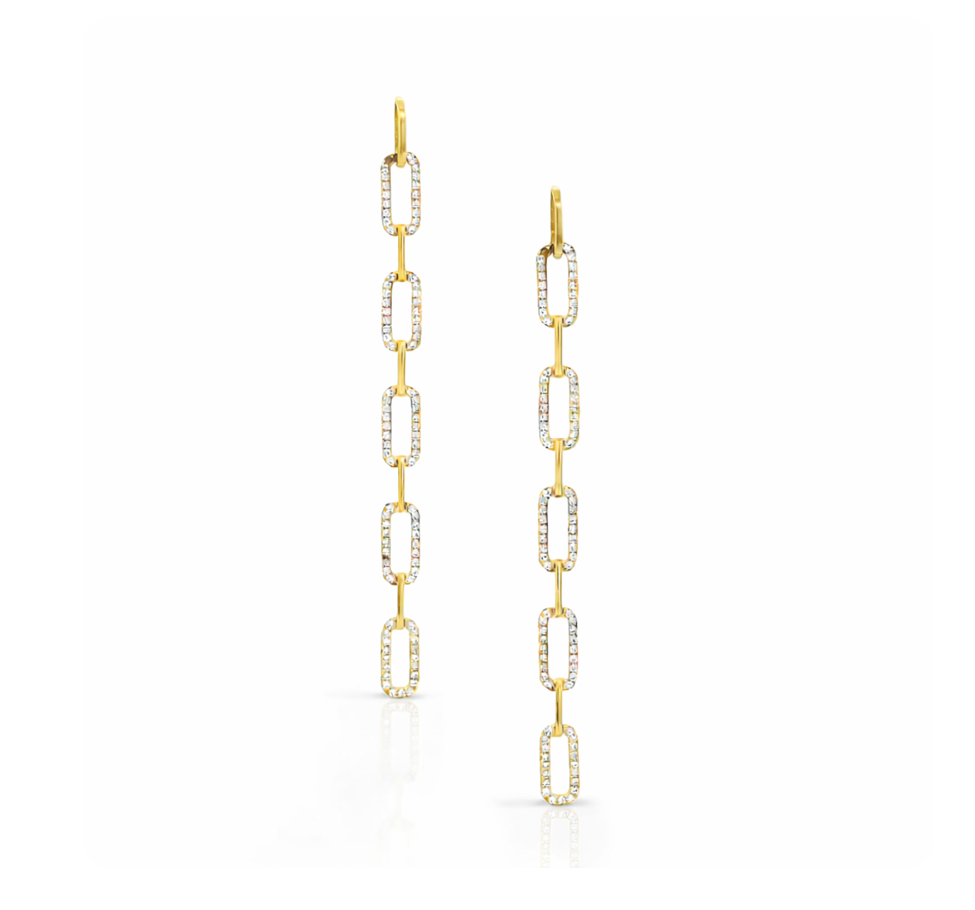 DIAMOND OVAL LINK DROP EARRINGS
