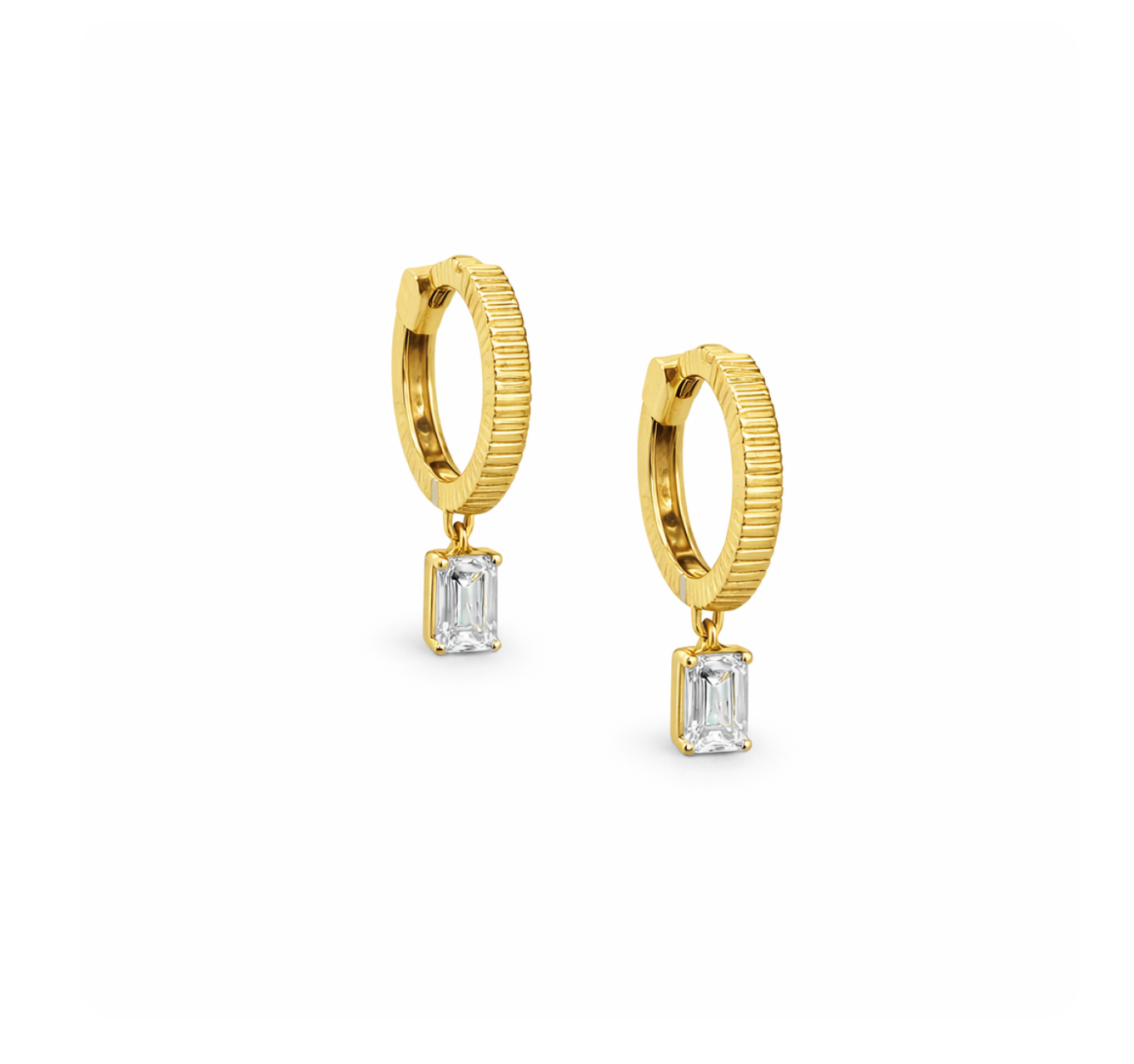 TEXTURED HUGGIES WITH DANGLE DIAMONDS