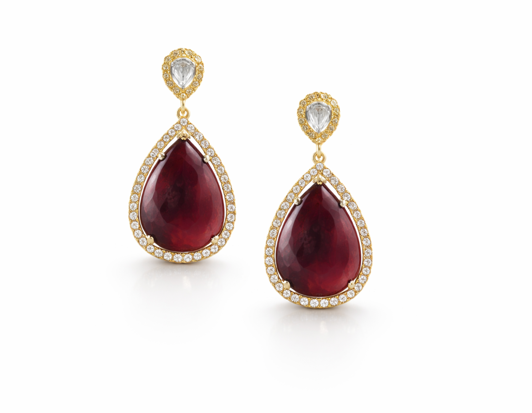 DIAMOND & RUBY DROP EARRING