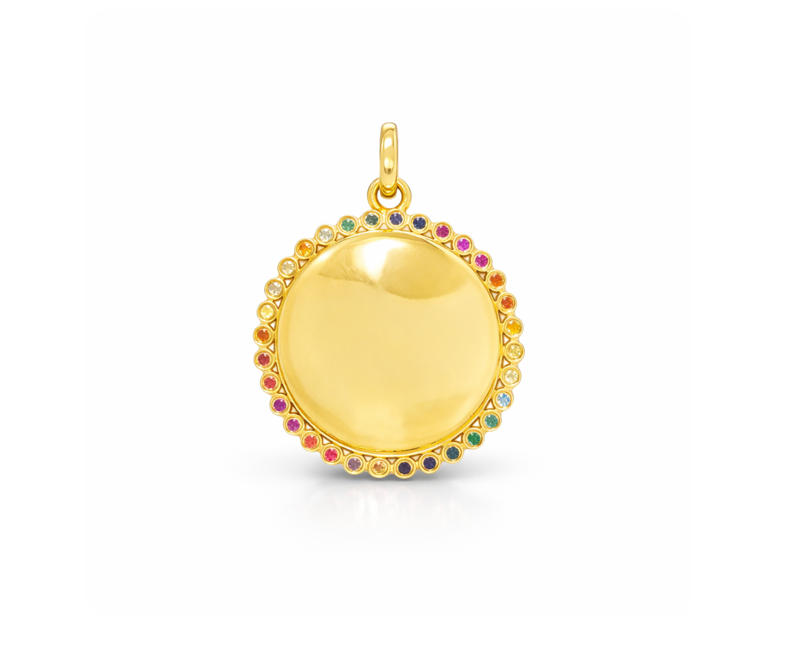 RAINBOW GEMSTONE HALO DISC CHARM