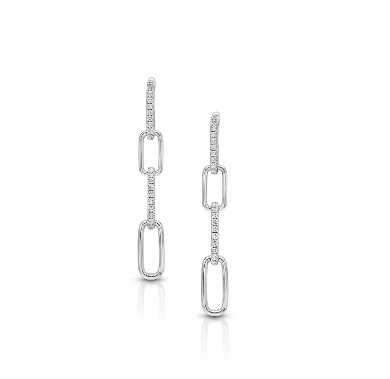 ALTERNATING DIAMOND OVAL LINK EARRINGS