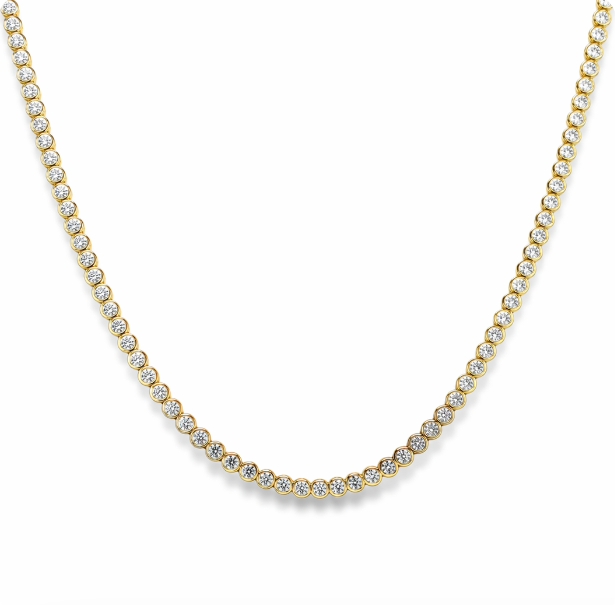 LAB DIAMOND BEZEL SET TENNIS NECKLACE
