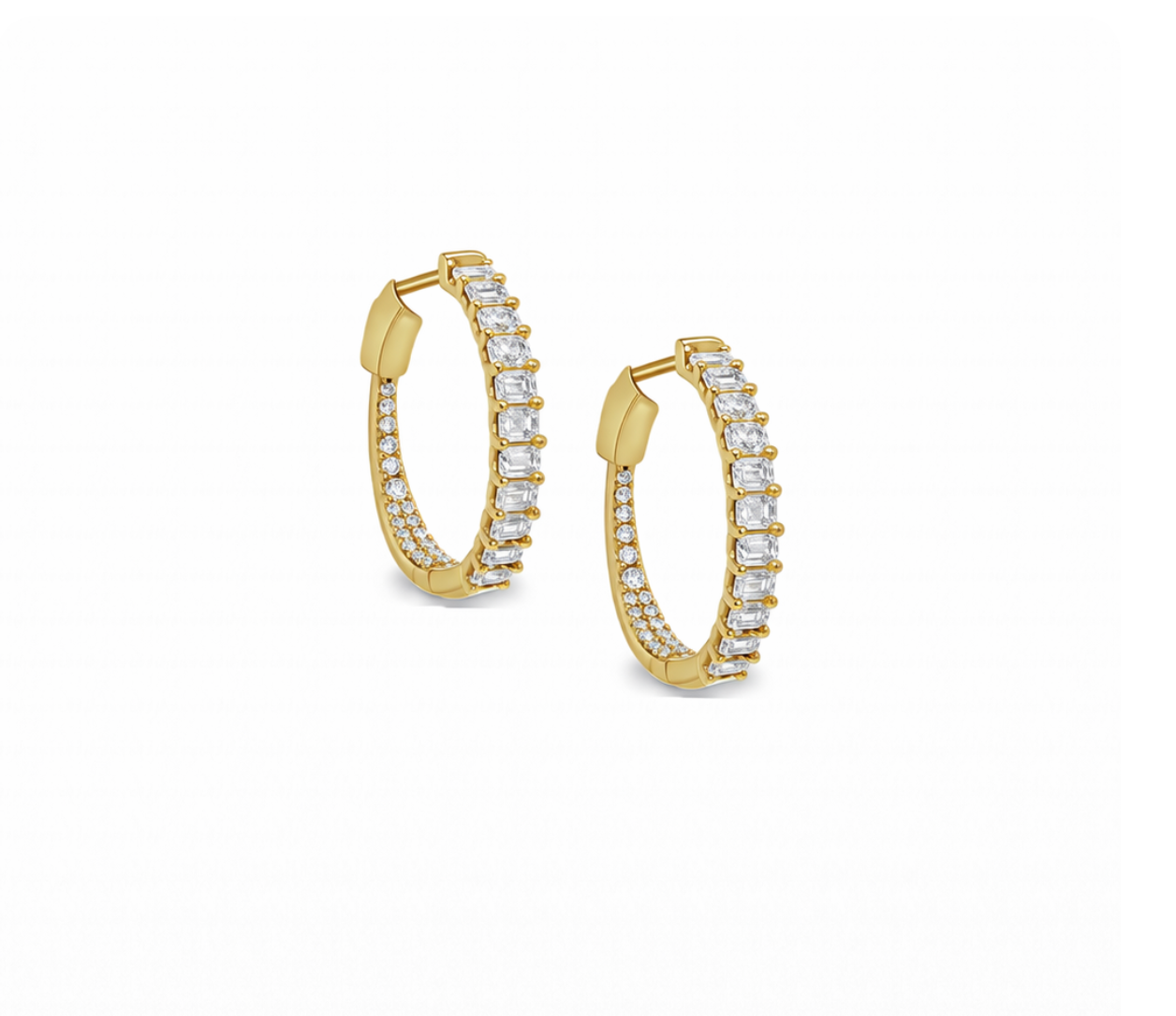 EMERALD CUT DIAMOND HOOPS
