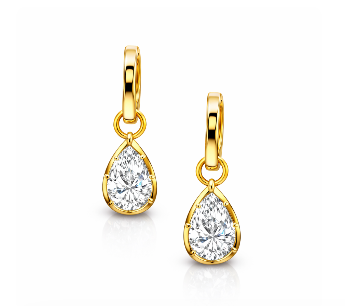 LAB PEAR SHAPED DIAMOND DANGLE EARRINGS